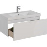 Тумба LEMARK VEON MINI 90 см под раковину, подвесная, 1 ящик, белый глянец LM02VM90T